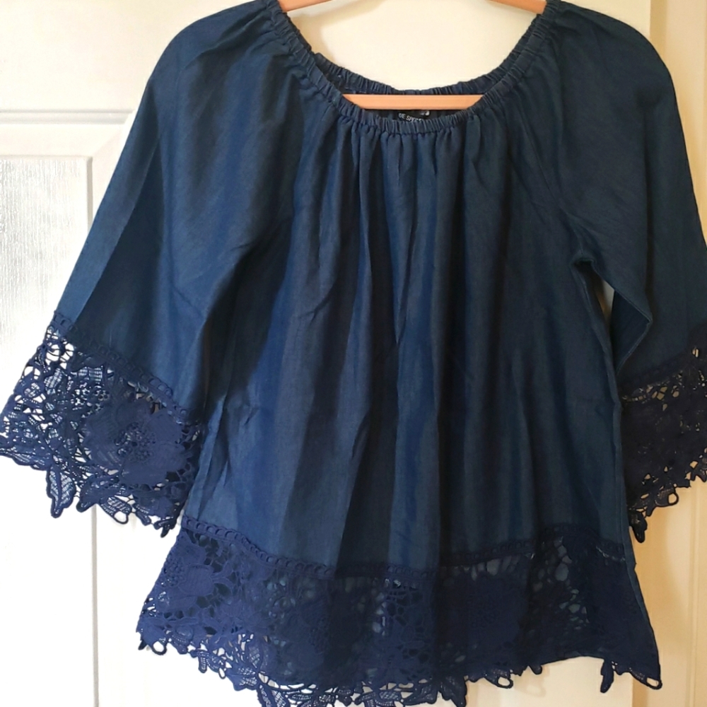 Unique spectrum blue jean top